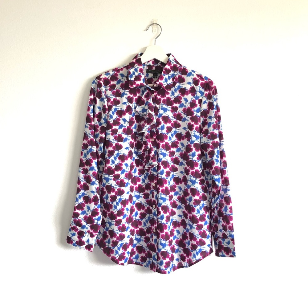 Banana Republic Dillon Button Up Shirt | Magenta Purple Blue Floral Size Small
